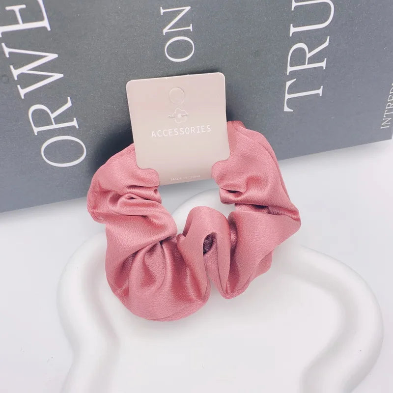 2023 Fashion Satin Scrunchie Women Silk Hair Tie Elastic Hair Bands Girls Black Hairbands Hair Rope Crunchie for Hair Accessorie