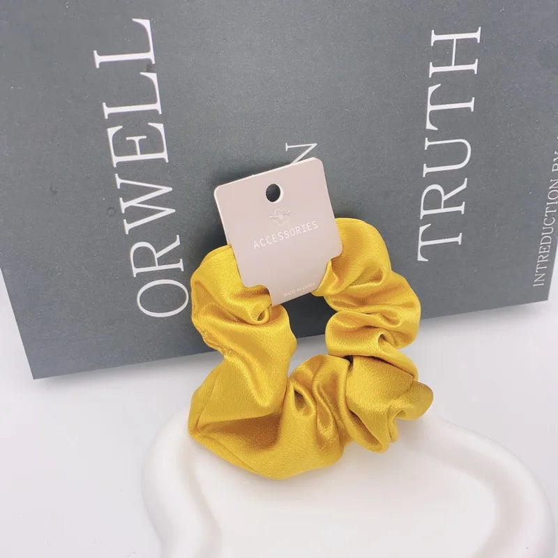 2023 Fashion Satin Scrunchie Women Silk Hair Tie Elastic Hair Bands Girls Black Hairbands Hair Rope Crunchie for Hair Accessorie