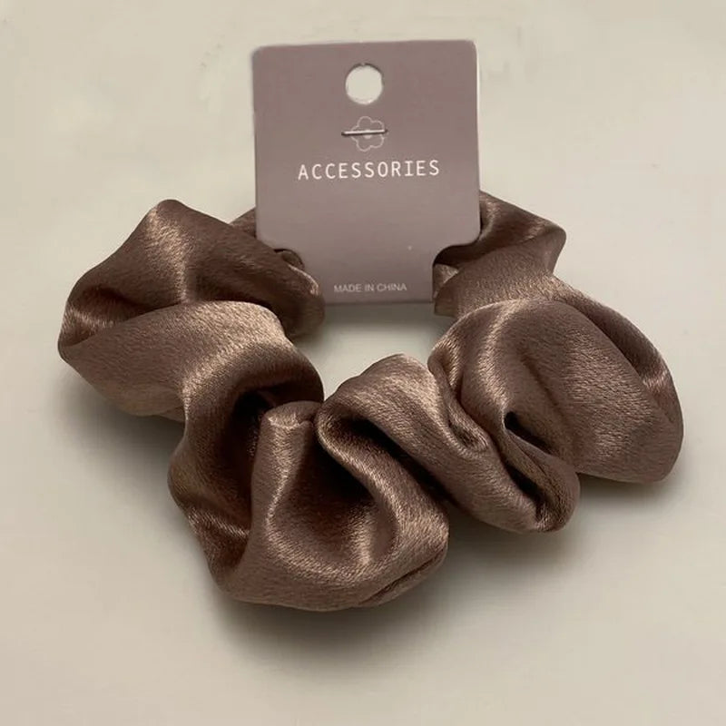 2023 Fashion Satin Scrunchie Women Silk Hair Tie Elastic Hair Bands Girls Black Hairbands Hair Rope Crunchie for Hair Accessorie