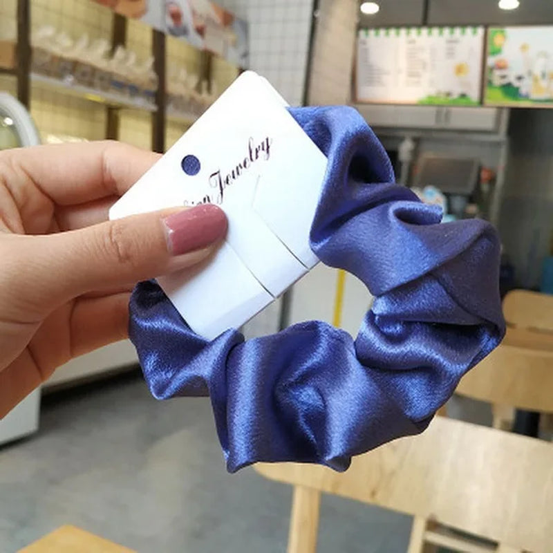 2023 Fashion Satin Scrunchie Women Silk Hair Tie Elastic Hair Bands Girls Black Hairbands Hair Rope Crunchie for Hair Accessorie
