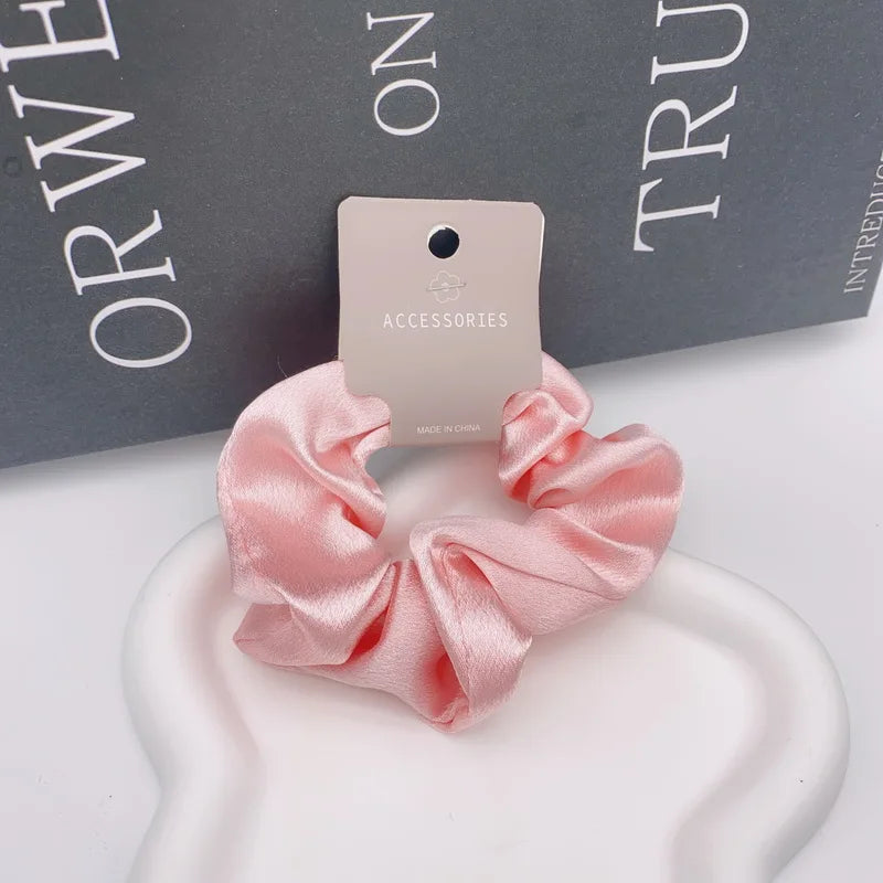 2023 Fashion Satin Scrunchie Women Silk Hair Tie Elastic Hair Bands Girls Black Hairbands Hair Rope Crunchie for Hair Accessorie