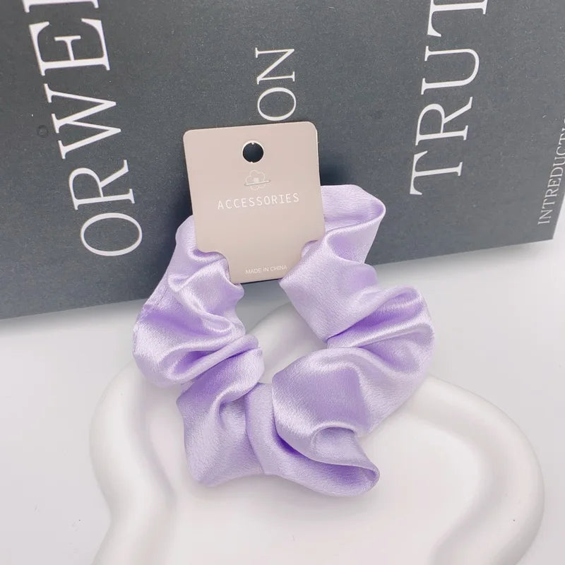 2023 Fashion Satin Scrunchie Women Silk Hair Tie Elastic Hair Bands Girls Black Hairbands Hair Rope Crunchie for Hair Accessorie