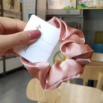 2023 Fashion Satin Scrunchie Women Silk Hair Tie Elastic Hair Bands Girls Black Hairbands Hair Rope Crunchie for Hair Accessorie