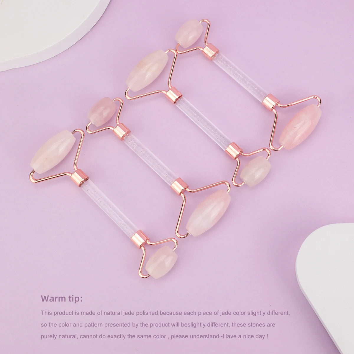 1PC Rose Quartz Face Jade Roller Guasha Massage for Neck Body Eye Facial Slimming Therapy Beauty Skin Care Tool Pink Spa Massage