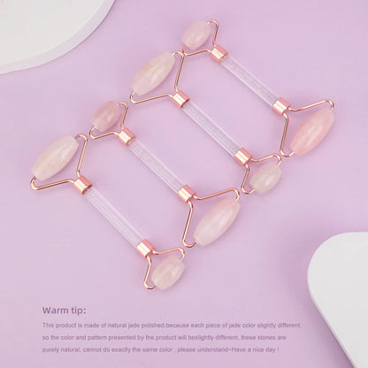 1PC Rose Quartz Face Jade Roller Guasha Massage for Neck Body Eye Facial Slimming Therapy Beauty Skin Care Tool Pink Spa Massage