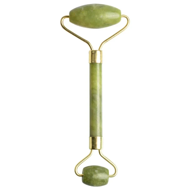 Facial Jade Massage Roller Set Guasha Board Double Heads Jade Roller for Face Natural Stone Massage Slimming Board Beauty Neck