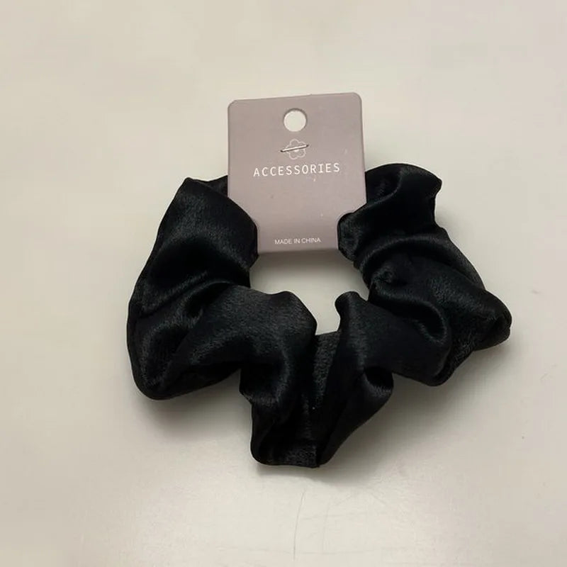 2023 Fashion Satin Scrunchie Women Silk Hair Tie Elastic Hair Bands Girls Black Hairbands Hair Rope Crunchie for Hair Accessorie
